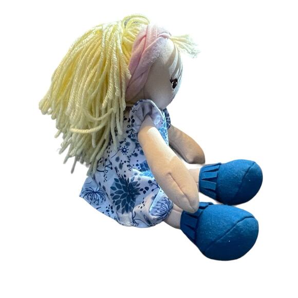 Baby Gund Doll Plush Floral Dress Embroidered Nursery Decor Shower Gift Blue 13" - Picture 6 of 12